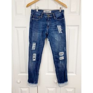 Etienne Marcel distressed blue jeans crop 25